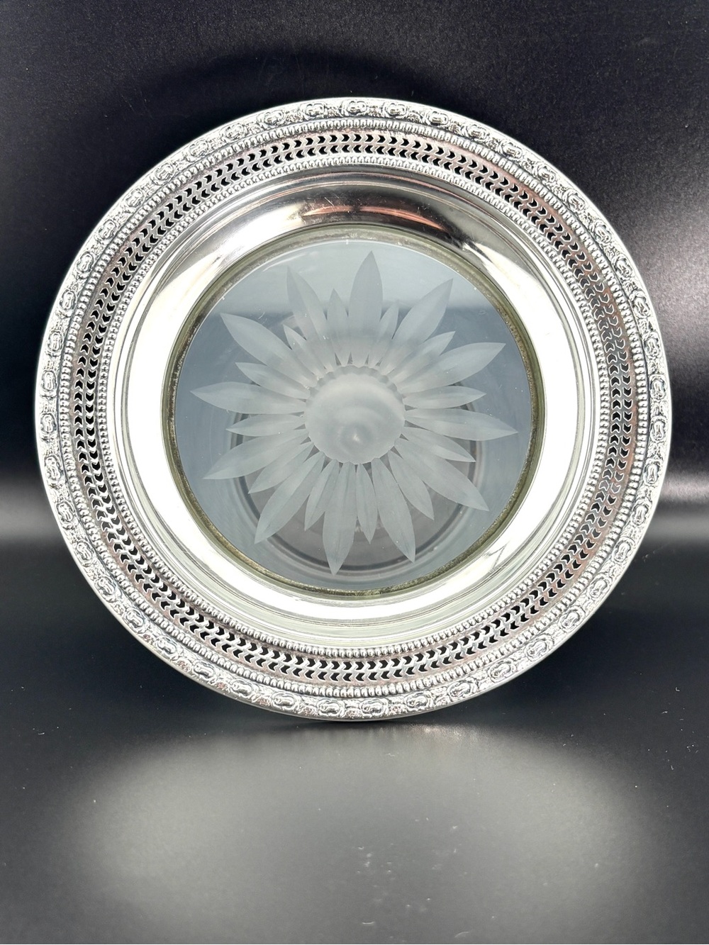 Vintage Frank M. Whiting & Co. Sterling Silver And Etched Glass Lemon Dish